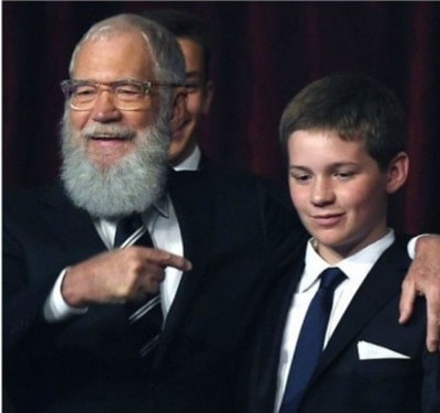 A picture of Harry Joseph Letterman with his father, David Letterman.